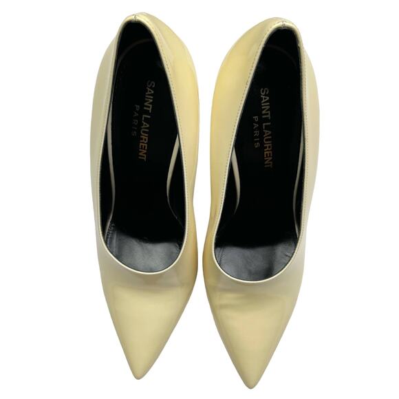 SAINT LAURENT Teddy High Vamp Patent Leather Pumps size EU 39.5 US 9.5 Coquille - Picture 7 of 14
